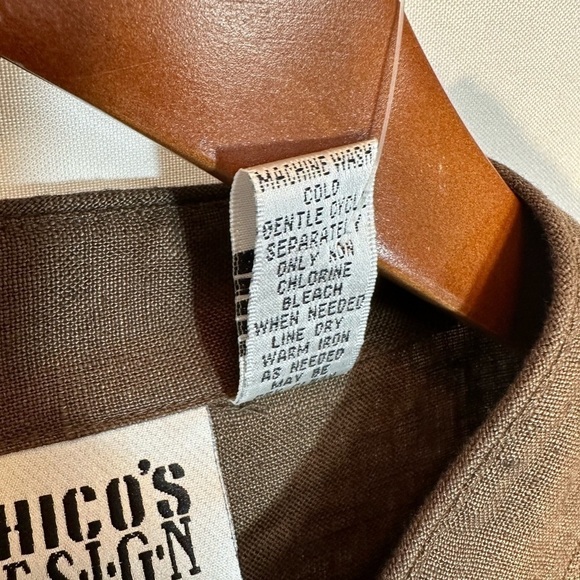 Chico’s Olive Green Tian 100% Linen Asian Art Jacket Blazer Coat Long Sleeve 2 - Picture 10 of 13